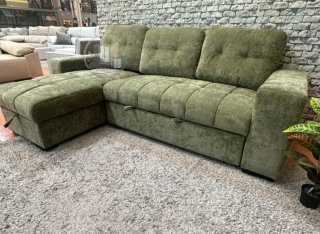 Sofá cama verde con arcón