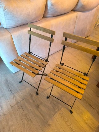 2 Sillas Plegables Terraza Madera y Metal