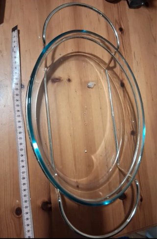 Pirofila Pyrex vetro con supporto in metallo nuova
