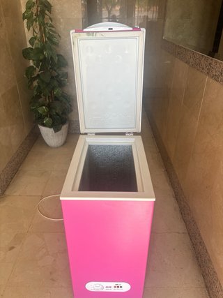 Nevera eléctrica rosa