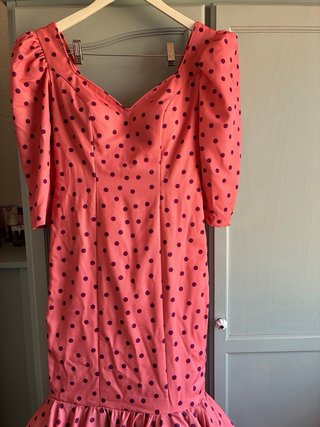 Traje de flamenca lunares rosa y morado