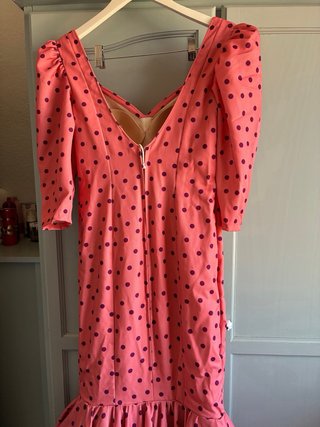 Traje de flamenca lunares rosa y morado