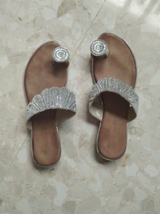 Sandalias fiesta plateadas lentejuelas n°41