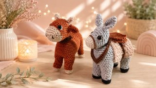 Buey y mula belén crochet