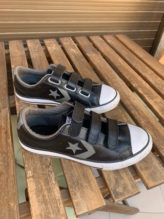 Converse Piel Negras Talla 34 Velcro