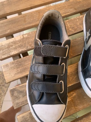 Converse Piel Negras Talla 34 Velcro