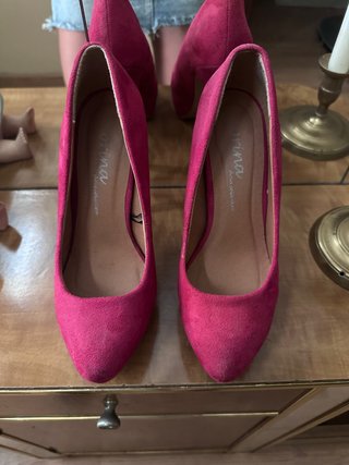 Zapatos de tacón rosa ante - talla 38