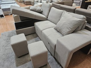 Sofá Cama Chaiselongue con Arcón y 2 Puffs