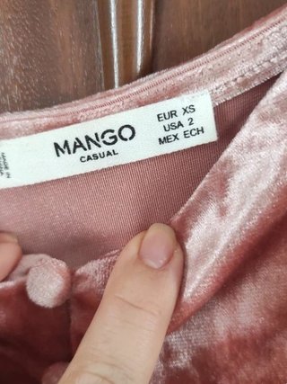 Top Terciopelo Rosa Botones Mango fiesta evento
