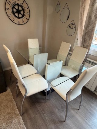 Sofá gris Mesa de crsital y regalo mesa de cebtro