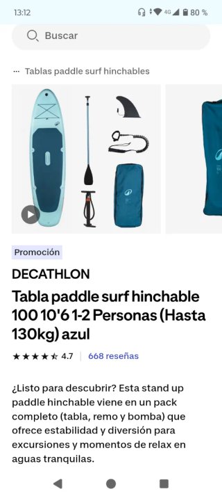 Tabla de surf hinchable usada 1 vez, decathlon