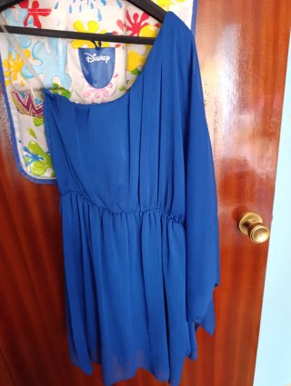 Vestido gasa azul talla única