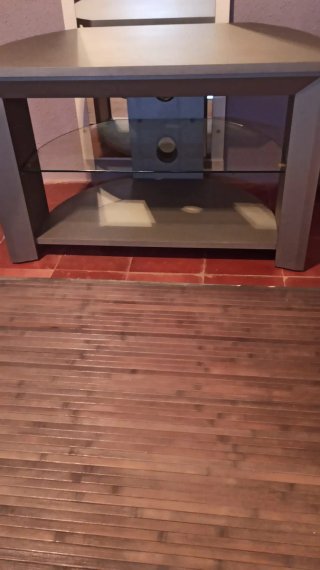 Mueble TV moderno cristal y madera