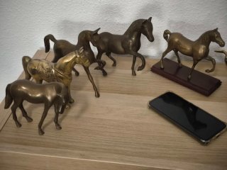 Caballos de bronce y mezcla muy antiguos arte
