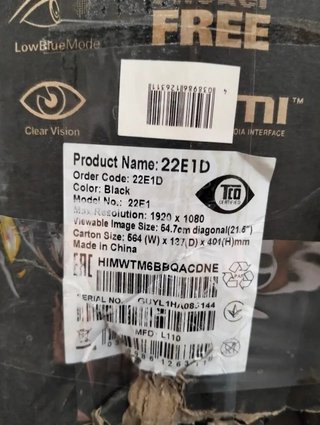 Monitor AOC 22" Full HD HDMI VGA 2ms altavoces