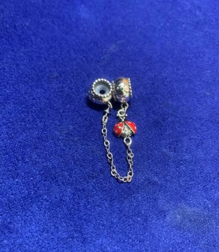 Cadena de seguridad mariquita flor pulsera Plata