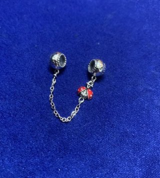 Cadena de seguridad mariquita flor pulsera Plata