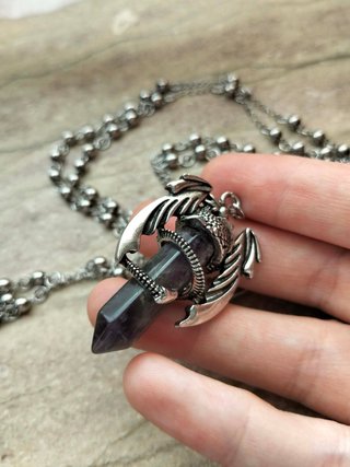 Collana Drago Ametista Acciaio Inox
