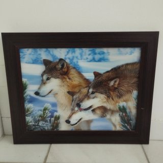 Cuadro 3D Lobos Invierno