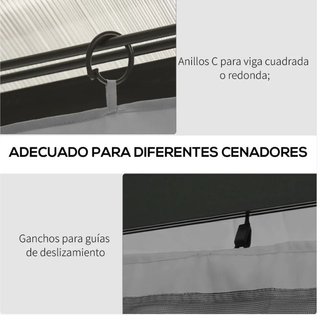 Outsunny 4 Paredes Laterales Cenador Gris