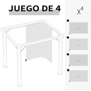Outsunny 4 Paredes Laterales Cenador Gris