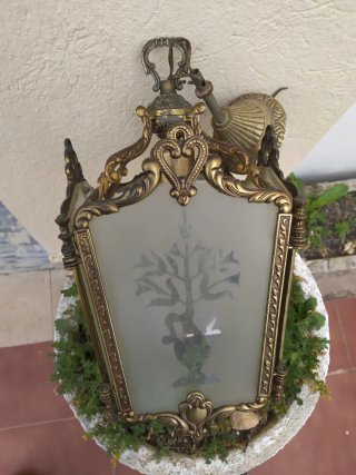 Lámpara de techo antigua madera y metal