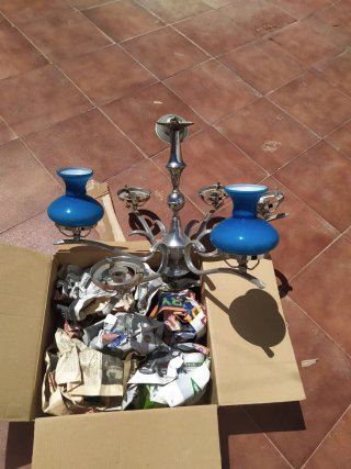 Lámpara de techo antigua madera y metal
