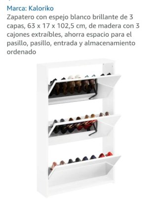 Zapatero Kaloriko 3 capas espejo blanco