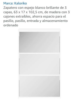 Zapatero Kaloriko 3 capas espejo blanco