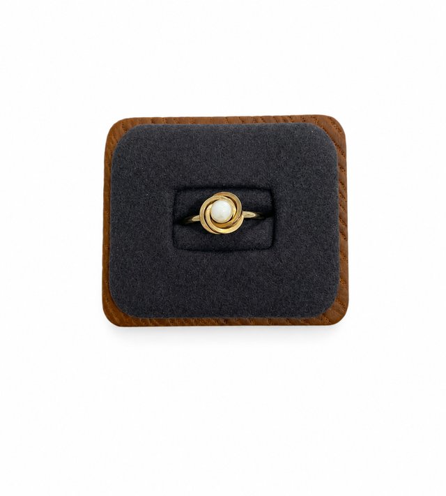 Anillo Oro Redondo Perla Blanca