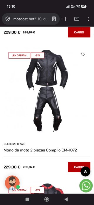 Mono de moto 2 piezas Compilo talla "M" impoluto.