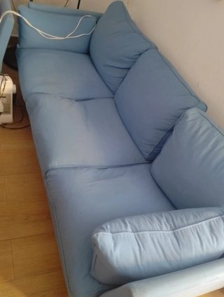 Sofá 3 plazas azul tela