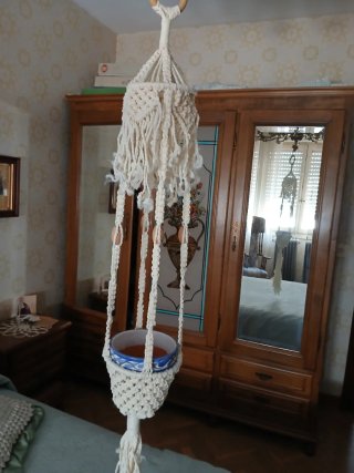 Macetero colgante macramé artesanal