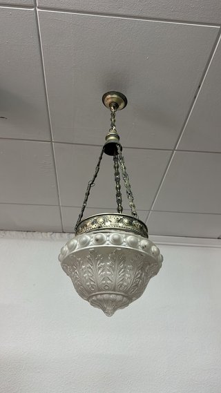 Lámpara colgante antigua de cristal y metal