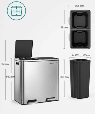 Basurero Papelera Cubo de Basura SONGMICS LTB60NL