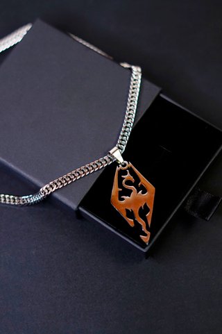 Collana Skyrim Dragonborn • Drago Acciaio Collar