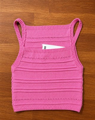 Bershka Knit Crop Top Pink Rosa Tirantes S Y2K 90s