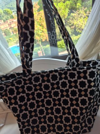 Bolso tela estampado geométrico