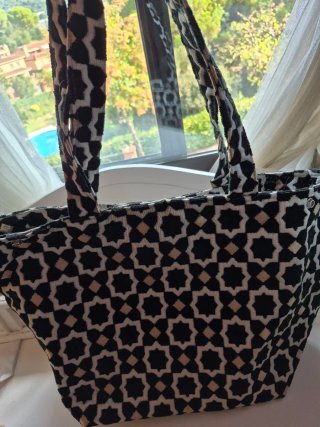 Bolso tela estampado geométrico