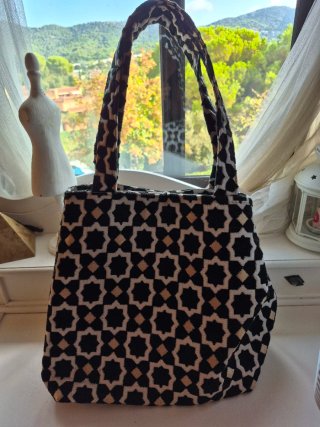 Bolso tela estampado geométrico