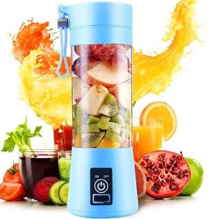 Batidora Portátil Azul con Frutas