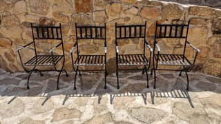 Conjunto 4 sillas forja maciza con cojines