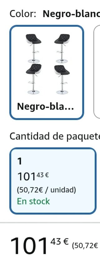Juego 2 Taburetes Bar con Respaldo Negro/Blanco