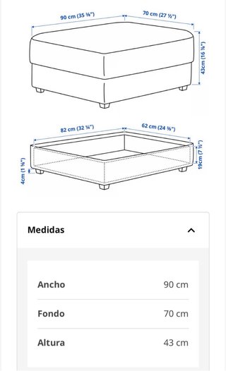 Puf baúl Ikea gris