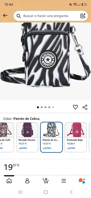 Bandolera estampado cebra mujer