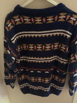 Jersey de punto azul con estampado étnico T. M/L
