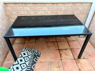 Mesa de terraza cristal y metal