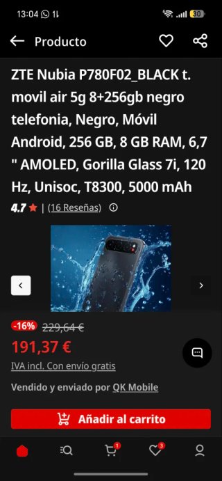 ZTE Nubia Air 5G Dorado