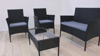 Conjunto jardín ratán 4 piezas + mesa cristal