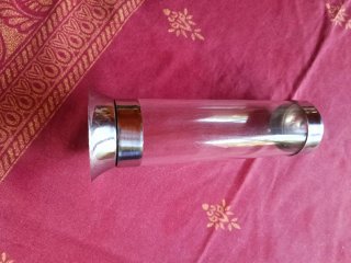 Dispensador de pajitas de cristal y metal